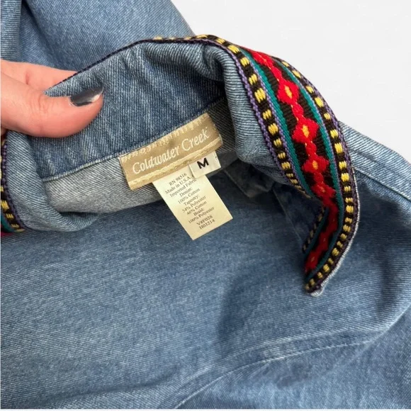 Vintage Coldwater Creek Southwestern Denim Tapestry Jacket Made in USA Size M - Picture 3 of 6